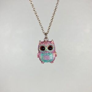 4/$15 🌻 Pink & Blue Sparkling Owl Pendant